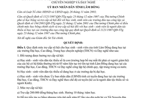 Quyết định 62/2012/QĐ-UBND trợ cấp xã hội cho học sinh sinh viên tỉnh Lâm Đồng