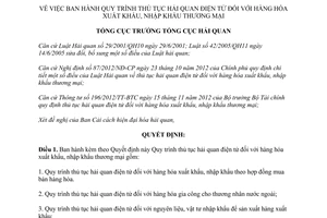 Quyết định 3046/QĐ-TCHQ năm 2012 Quy trình thủ tục hải quan điện tử hàng hóa XNK