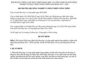 Quyết định 3246/QĐ-BNN-KHCN năm 2012 Chiến lược phát triển khoa học công nghệ