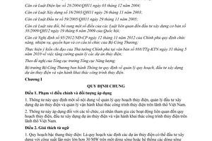 Thông tư 43/2012/TT-BCT quản lý quy hoạch đầu tư xây dựng dự án thủy điện