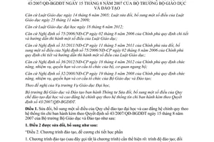 Thông tư 57/2012/TT-BGDĐT sửa đổi Quy chế đào tạo đại học cao đẳng hệ chính quy