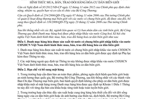 Thông tư 42/2012/TT-BCT Danh mục hàng hóa sản xuất từ nước có chung biên giới