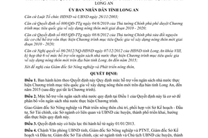 Quyết định 68/2012/QĐ-UBND mức hỗ trợ vốn ngân sách Chương trình xây dựng nông thôn mới Long An
