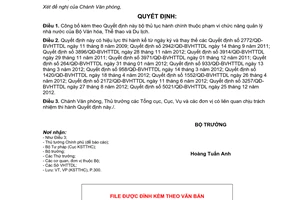 Quyết định 5905/QĐ-BVHTTDL năm 2012 thủ tục hành chính thuộc phạm vi chức năng