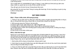 Thông tư 227/2012/TT-BTC hướng dẫn thành lập tổ chức quản lý công ty chứng khoán