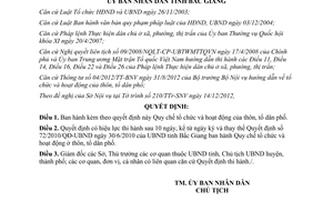 Quyết định 454/2012/QĐ-UBND tổ chức hoạt động của thôn tổ dân phố Bắc Giang