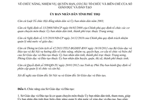 Quyết định 3595/QĐ-UBND tổ chức và biên chế Sở Giáo dục và Đào tạo Phú Thọ