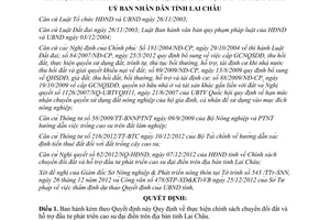 Quyết định 45/2012/QĐ-UBND thực hiện chính sách chuyển đổi đất và hỗ trợ đầu tư