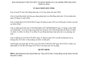 Quyết định 29/2012/QĐ-UBND Quy chế tổ chức hoạt động của ấp khóm tỉnh Cà Mau