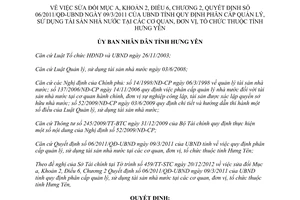 Quyết định 25/2012/QĐ-UBND sửa đổi Quyết định 06/2011/QĐ-UBND quy định phân cấp