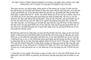 Chỉ thị 19/2012/CT-UBND tăng cường trách nhiệm và nâng cao hiệu quả công tác