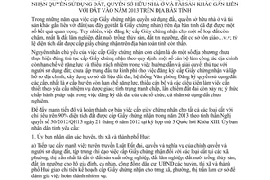 Chỉ thị 50/2012/CT-UBND tiếp tục đẩy nhanh hoàn thành cơ bản cấp Giấy chứng nhận