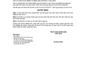 Quyết định 5444/QĐ-UBND 2012 Kế hoạch Cải cách hành chính 2013 Nghệ An