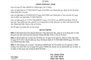 Quyết định 161/2012/QĐ-UBND mức thu quản lý sử dụng phí vệ sinh thu gom rác thải sinh hoạt Bắc Ninh