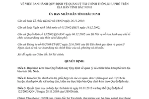 Quyết định 168/2012/QĐ-UBND quản lý tài chính thôn khu phố Bắc Ninh