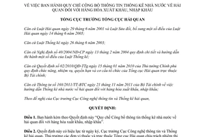 Quyết định 3055/QĐ-TCHQ năm 2012 thống kê nhà nước về hải quan hàng hóa xuất nhập khẩu