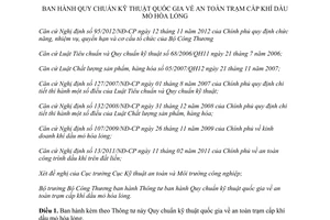 Thông tư 49/2012/TT-BCT Quy chuẩn kỹ thuật quốc gia an toàn trạm cấp khí dầu mỏ