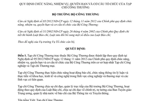 Quyết định 8202/QĐ-BCT năm 2012 chức năng nhiệm vụ cơ cấu Tạp chí công thương