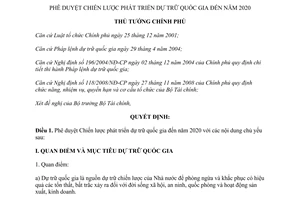 Quyết định 2091/QĐ-TTg năm 2012 phê duyệt Chiến lược phát triển dự trữ quốc gia