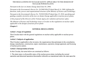 Circular No. 30/2012/TT-BKHCN of December 28, 2012, the regulations on nuclear s