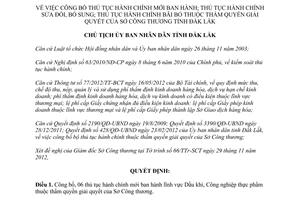 Quyết định 3114/QĐ-UBND 2012 thủ tục hành chính mới sửa đổi bãi bỏ Sở Công thương Đắk Lắk