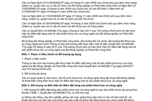 Thông tư liên tịch 66/2012/TTLT-BNNPTNT-BTC-BKHCN hướng dẫn thực hiện Quyết định