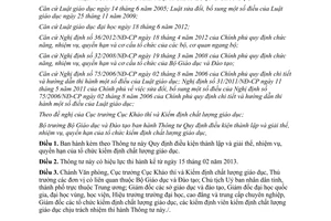 Thông tư 61/2012/TT-BGDĐT điều kiện thành lập giải thể nhiệm vụ quyền hạn