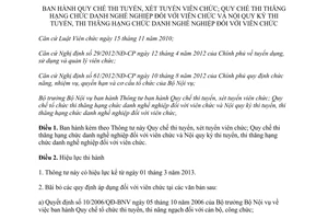 Thông tư 16/2012/TT-BNV Quy chế thi xét tuyển viên chức Quy chế thi thăng hạng