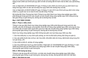 Thông tư 44/2012/TT-BCT Danh mục hàng công nghiệp nguy hiểm phải đóng gói