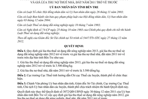 Quyết định 38/2012/QĐ-UBND giá lúa thu thuế sử dụng đất nông nghiệp năm 2012