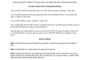 Quyết định 49/2012/QĐ-UBND Quy định thanh tra lại trên địa bàn tỉnh Khánh Hòa