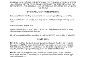 Quyết định 47/2012/QĐ-UBND Quy chế phối hợp giữa Thanh tra tỉnh với Sở ban ngành