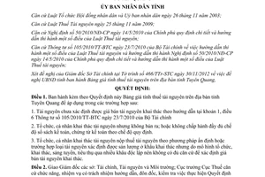 Quyết định 492/QĐ-UBND năm 2012 Bảng giá tính thuế tài nguyên tỉnh Tuyên Quang