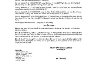 Quyết định 34/2012/QĐ-UBND Quy định giá đất năm 2013 trên địa bàn tỉnh Hà Nam