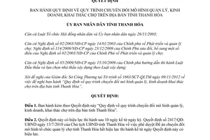 Quyết định 4508/2012/QĐ-UBND quy trình chuyển đổi mô hình quản lý kinh doanh khai thác chợ Thanh Hóa