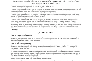 Thông tư liên tịch 34/2012/TTLT- BYT-BLĐTBXH xác định mức độ khuyết tật