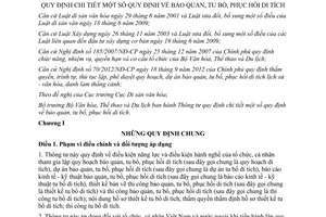 Thông tư 18/2012/TT-BVHTTDL bảo quản tu bổ phục hồi di tích