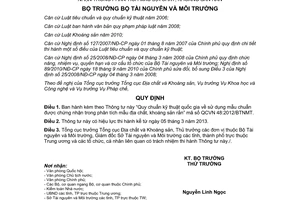 Thông tư 24/2012/TT-BTNMT Quy chuẩn kỹ thuật quốc gia sử dụng mẫu chuẩn