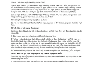 Thông tư 33/2012/TT-BYT Danh mục dược liệu có độc tính sử dụng làm thuốc