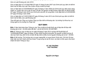 Thông tư 23/2012/TT-BTNMT Quy chuẩn kỹ thuật Quốc gia lập bản đồ địa chất