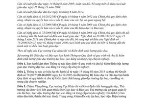 Thông tư 62/2012/TT-BGDĐT quy trìnhchu kỳ kiểm định chất lượng giáo dục