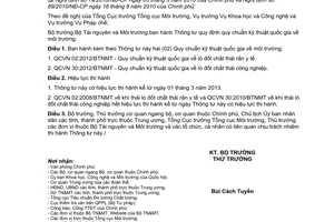 Thông tư 27/2012/TT-BTNMT Quy định Quy chuẩn kỹ thuật quốc gia về môi trường