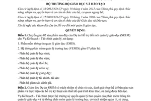 Quyết định 5804/QĐ-BGDĐT năm 2012 chuyển giao phần mềm quản lý giáo dục