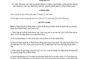 Nghị quyết 89/NQ-CP năm 2012 thành lập thị xã Bình Minh điều chỉnh địa giới