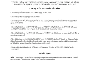 Quyết định 2678/QĐ-UBND xây dựng đường kênh thoát nước Khu kinh tế Hoa Lư 2013 2017 Bình Phước