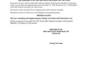 Order No. 26/2012/L-CTN on the promulgation of the Law Amending and Supplementin