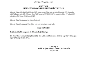 Lệnh công bố Luật điện lực sửa đổi 2012