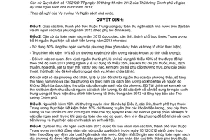 Quyết định 3063/QĐ-BTC năm 2012 giao dự toán thu chi ngân sách nhà nước năm 2013