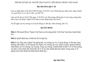 Quyết định 4824/QĐ-BYT năm 2012 phê duyệt Đề án Người Việt Nam ưu tiên dùng