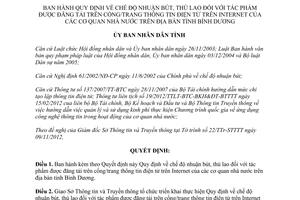 Quyết định 52/2012/QĐ-UBND chế độ nhuận bút thù lao đối với tác phẩm